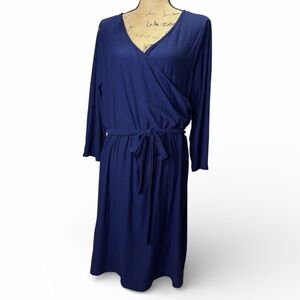 L A Gold EC Elegant Navy Blue Women's Faux  Midi Wrap dress. Size XXL